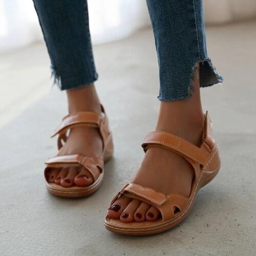 Slip toe Sandals Casual Shoes Thick Bottom Open Toe Sandals Women Wedge Shoes Summer Beach Ladies Shoes Sandals Plus Size