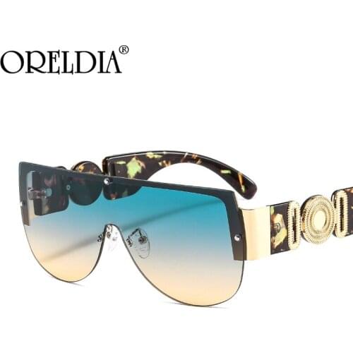 Vintage Punk Brand Design Luxury Rimless Sunglasses One-piece Goggles Women Men Fashion Oversized Pilot Sun Glasses Shades UV400