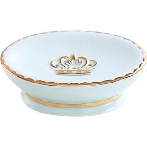 Ancient European Draining Holes Soap Box Oval Ceramic Creative Soap Dish Home Bathroom Gilded Edge Soap Tray Hotel Soap Rack