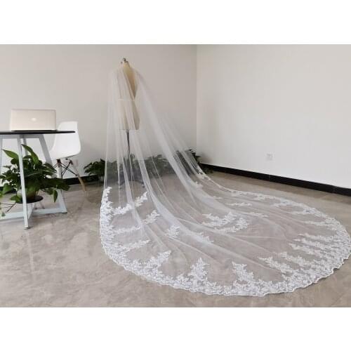3M Cathedral Wedding Veil Shawl White/Ivory Tulle Shawl Veil Lace Bridal Veil Shawl