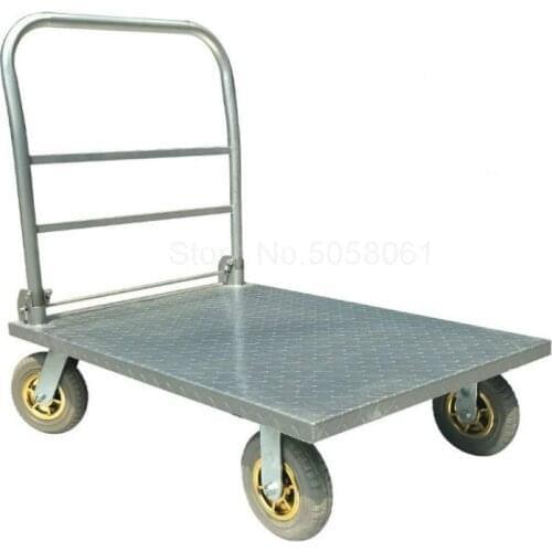 Trolley pull goods folding flatbed push truck four-wheeled stroller van trailer cart cargo pull truck iron