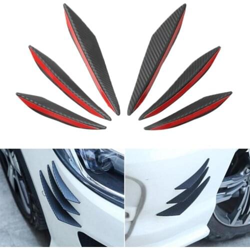 6Pcs/set Universal Car Spoiler Canards Fit Black Carbon Front Bumper Lip Splitter Fin Air Flying Spoiler Auto Body Kit Accessory