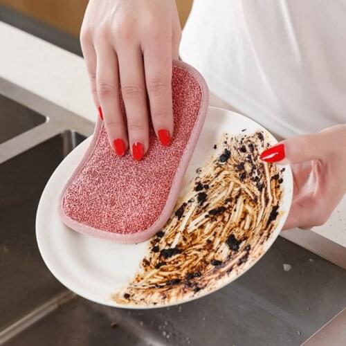 Fiber Anti-grease Dish Cloth Washing Towel Kitchen Household Scouring Pad Cleaning Rags Accessories for Home K0AB