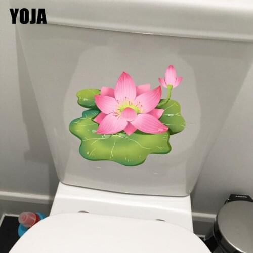 YOJA 22.3*18.3CM Fresh Lotus Home Wall Decor Decal Fashion WC Toilet Seat Stickers T1-0933
