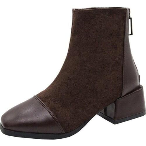 2021Size 35-42 Women Boots Autumn Winter Female Platform Botas Mujer Flock Zipper Shoes Ankle Chelsea Booties Zapatillas