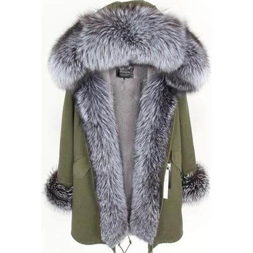 2020 new ladies winter long silver fox detachable fur real fur coat to keep warm women detachable parka Womens coat Womens fur