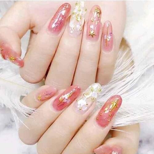 1 Box 3D Shiny Pearl Shell Slice Colorful Nail Art Decoration DIY Design Mini Beads Metal Rivet Nail Accessories