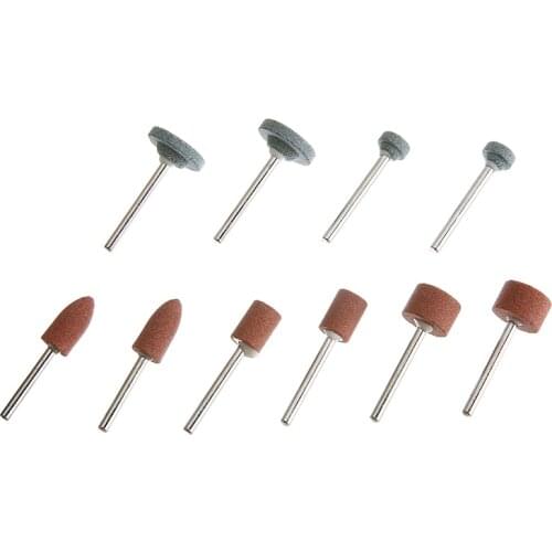 10pcs Electric Abrasive Mounted Stone Rotary Tool Chrome Corundum Grinding Stone Bit For Jade Wood Metal DIY Grinding Polishing