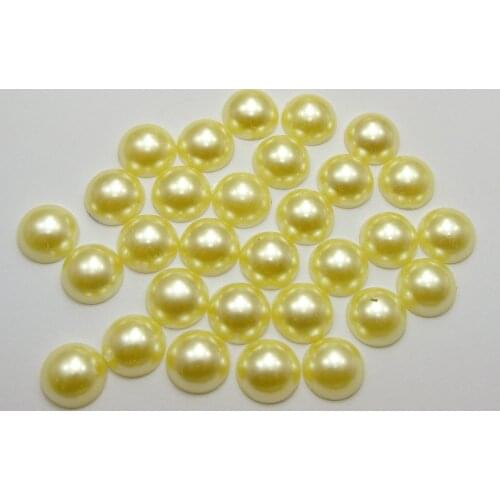 100pcs Yellow Half Pearl Bead 12mm Flat Back Scrapbook Craft Jewelry diy Accessories