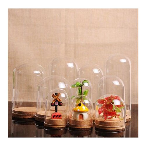 12 x Empty Clear Glass Cloche Bell Jar Display Case with Round Cork Base for Wedding DIY Assorted Size