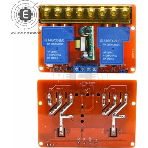 2 Channel Relay Module AC100V-250V High-low Level Trigger Control Relay Module Relay Switch Board 30A DC 5V