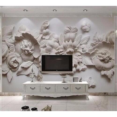 Beibehang Large custom wallpaper 3d three-dimensional exquisite oil painting style European gypsum carved backdrop wall