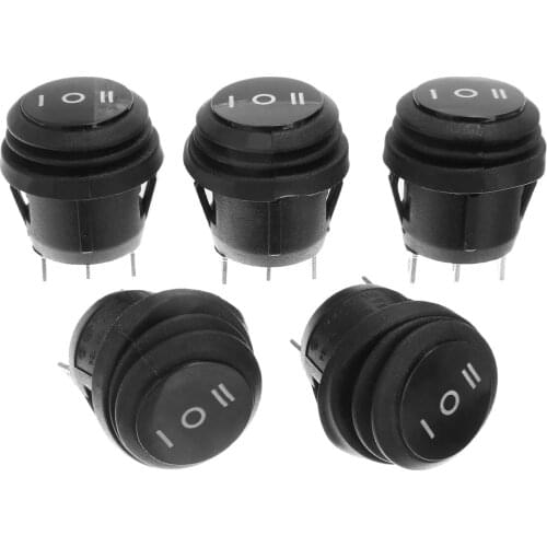 5pcs Waterproof 3 Position Round Rocker Switch On/Off/On SPDT 10A/125V 6A/250V Switch Universal for Car Boat Motorcycle