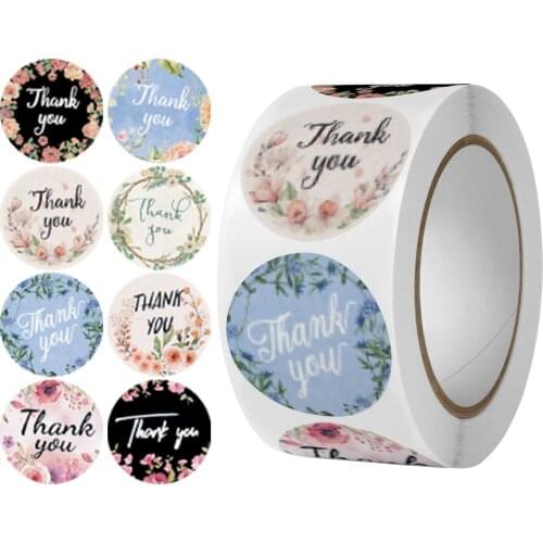 Gift Sealing Stickers 500pcs Thank you Floral Design Diary Scrapbooking Stickers Festival Birthday Party Gift Decorations Labels