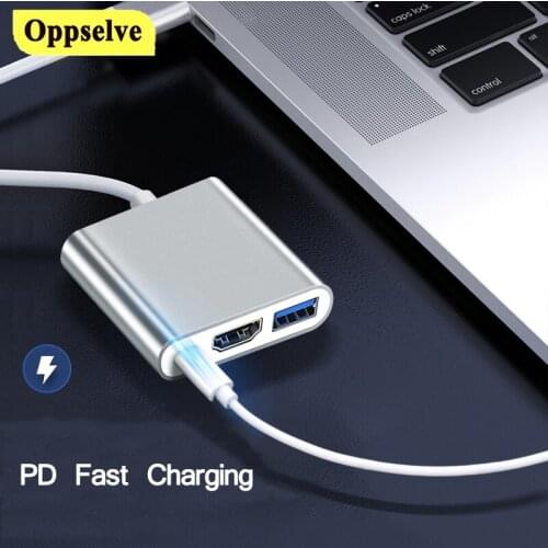 3 in 1 USB-C USB HUB Male to Female USB 3.1 Type-c To HDMI-compatible USB 3.0 PD Charging Adapters For Macbook Air 12 Converter
