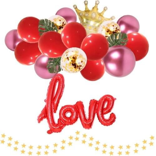 Large red love Siamese letter balloons rose gold Sequins latex Upright Valentines Day love crown party decorations kids globos