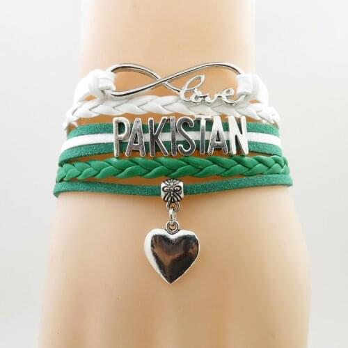 Infinity love pakistan Bracelet heart Charm pakistan national flag bracelets & bangles for Woman and man jewelry