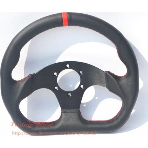 D Shape Flat Style Leather Sport Car Steering Wheel Flat Bottom Game Steering Wheel