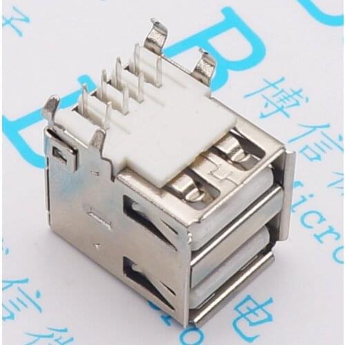 10Pcs Double Layer Usb Connector A Type Famale Socket 90Degree