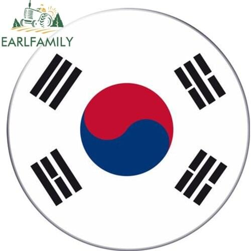 EARLFAMILY 13cm x 13cm Round South Korea Flag Auto Moto Bike Suitcase Laptop Decal Reflective Car Sticker Waterproof Car Styling