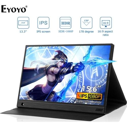 Eyoyo EM15K Portable Monitor 15.6" LED USB Type C Hdmi gamer Monitor ips 1080p HDR FHD display for PS4 Xbox Switch Pc with Case