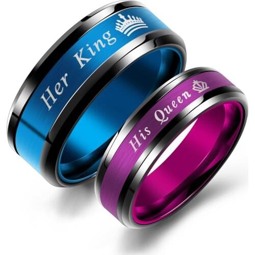 FATE LOVE Fashion Jewelry Couples Lover Engagement Rings for Male Female Women Men Her King His Queen US size 5 6 7 8 9 10 11