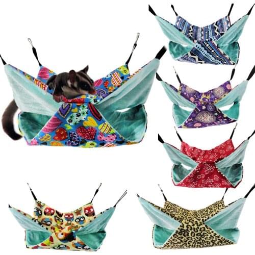 Sugar Glider Warm Double-Layer Canvas Hammock Small Pet Hammock Hanging Squirrel Sleeping Bag Pet Supplies Hamster Hammock