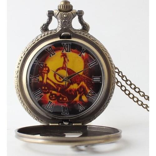 Nightmare Jack Sally Christmas Eve Pocket Watch Pendant Alien Skeleton Ghost Jewelry Nightmare Before Christmas Necklace Gift