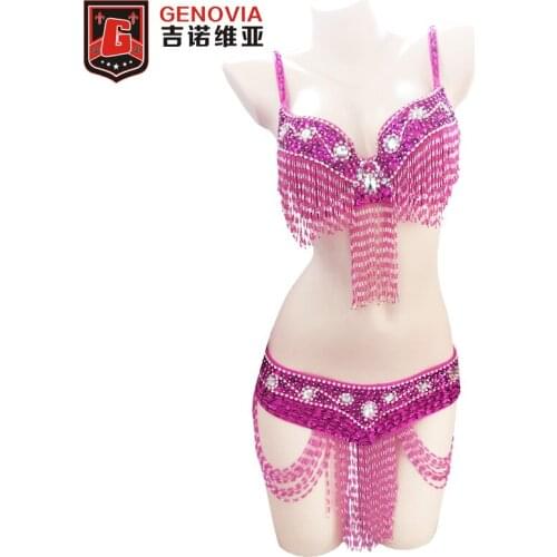 Belly Dance Costume Outfit Diamond 2 Pics Set of Bra&Belt 32-34A/B/C Sexy Night dance bellydance Carnival Tops Belt 10 Color