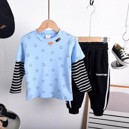 Fashion Childrens Sets Striped patchwork T-Shirt+Pants Baby Boy Clothes Suits Long Sleeve Kids Tracksuits Boys Sport Suit 2-7Y