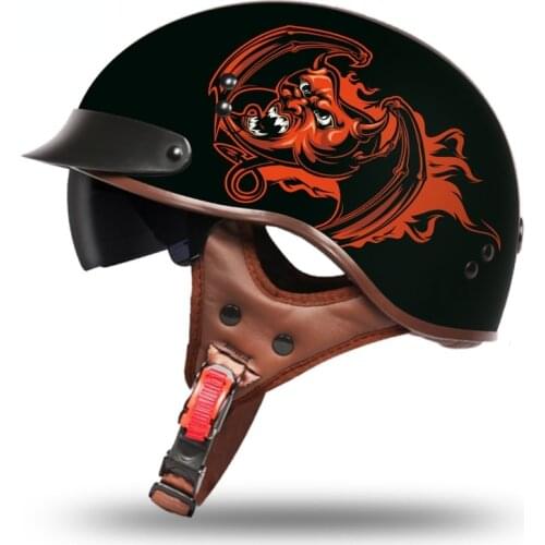 Retro Motorcycle Helmet Men Grey Motorbike Women Cycling Crash Cap Single Len Safety Motorcycle Accessories Half Helmet AIS 713