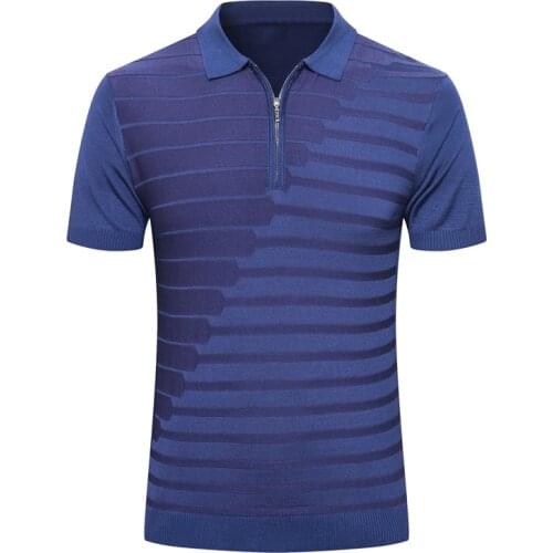 Billionaire Polo shirt mens silk 2020 summer new Business fashion zippers high quality stripe big size M-5XL free shipping