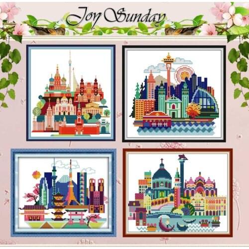 Cityscape Counted Cross Stitch 11CT 14CT Printed Cross Stitch Set Wholesale Scenery Cross-stitch Kit Embroidery Needlework