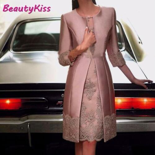 2020 Champagne Mother Of The Bride Outfits 2 Piece With Jacket Groom Mother Dresses Formal Gowns For Wedding Candy Color