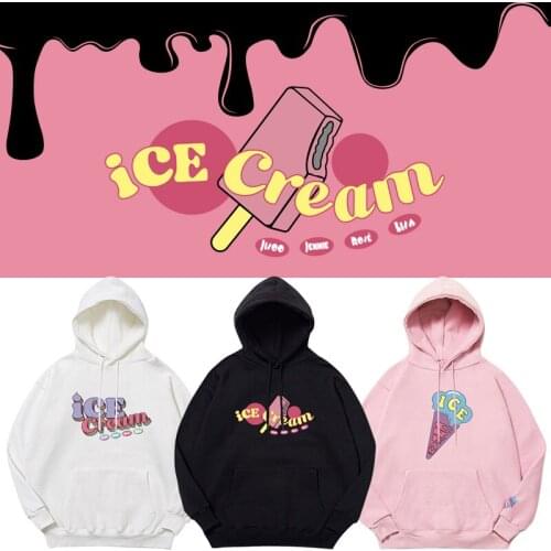 New Korean Fashion K Pop Kpop ICE CREAM Hoodie Sweatshirts Pullovers LISA Hip Hop Hooded Tops Streetwear Fleece K-pop Hoody Tops