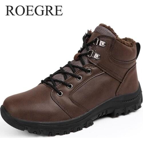 Super Warm Mens Winter Pu Leather Ankle Boots Men Winter Waterproof Snow Boots Leisure Martin Winter Boots Shoes Mens Sneakers