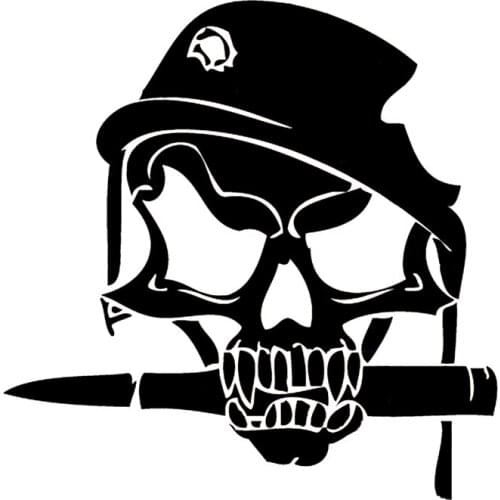 Personalized Military Helmet Skull Head Bullet Hole Car Sticker PVC Creative Auto Motorcycle Waterproof Decal Black 15cm*15cm