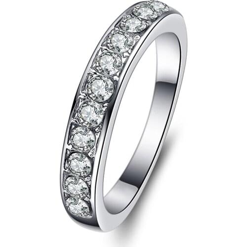 Engagement Ring For Women Silver Plated Classic Simple Design Sparkling Zirconia Crystal Wedding Elegant Ring Bijoux