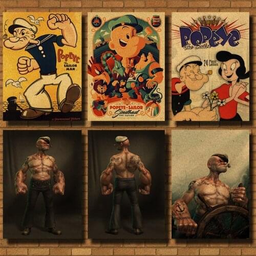 Popeye the Sailor Vintage Kraft Paper Classic Classic Movie Poster Map Home Decor Wall Decal Art Retro School Prints