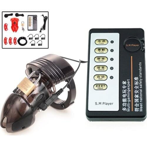 Sex Products Electric Shock Chastity Cage Lock Penis Cock Vibrators Ring Medical Male Chastity Device Erotic Toys For Men Gay