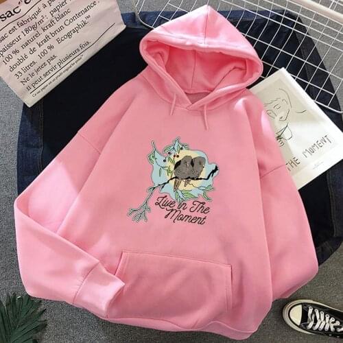 Elegant Hoodies Women Flower and Bird Art Graphics Letter Print Warm Pullover Sweet Sweatshirt Feminine Itself Ariana Grande