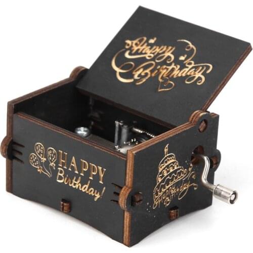 Retro Vintage Wooden Hand Cranked Music Box Home Crafts Ornaments Decor