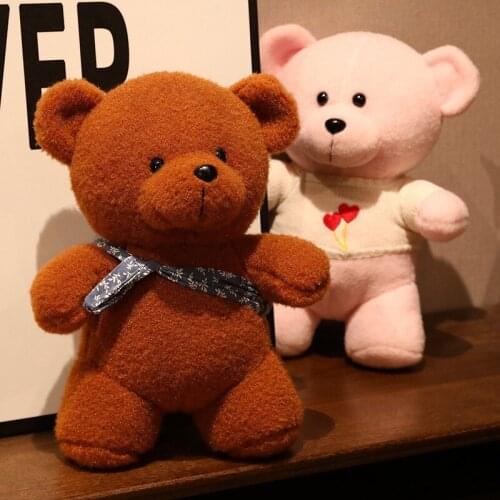 25cm/35cm Super Cute Sweater Teddy Bear Cuddly Plushies Doll Stuffed Animals Plush Brown/White/Pink Bear Baby Appease Doll Gifts