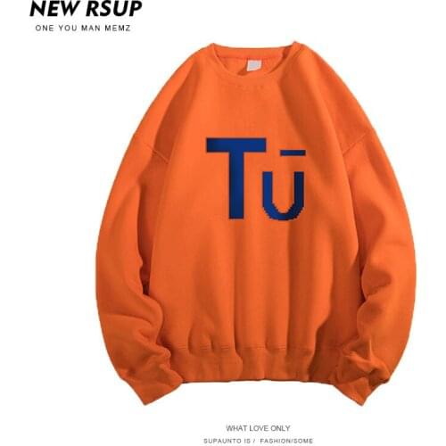 Crewneck Sweatshirt Plus Velvet Print Pullover Mens Korean Trend Loose Couple Casual Round Neck Pullover Clothes Hoodies Women