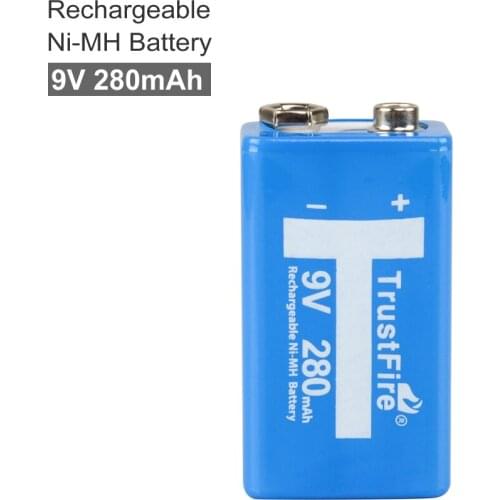 TrustFire 9V 280mAh Ni-MH Rechargeable Battery NiMH 9V Battery Pilhas Recarregaveis 9 Volt Batteries with Storage Box