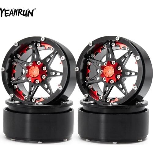 YEAHRUN 1/2/4/5 Pcs Metal Alloy 2.2inch Beadlock Wheel Hub Rims For 1/10 Axial SCX10 90046 Wraith 90018 TRX-4 D90 RC Crawler Car
