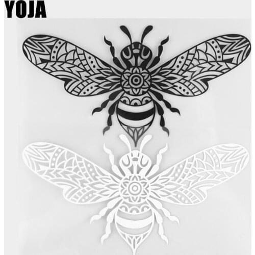 YOJA 19.9×10.6CM Cartoon Animals Gorgeous Bee Pattern Vinyl Decal Car Stickers Black/Silver 19C-0357