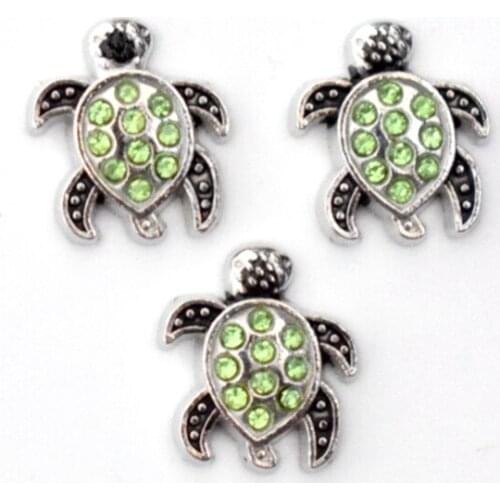 Green Tortoise Turtle Floating Charms For Living Memory Glass Locket Floating Locket Pendants Necklace DIY Accessories 10pcs/lot