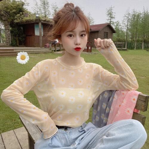 Heydress Angel Print Sheer Blue Black Mesh Long Sleeve Blouse Shirts Women Spring Summer Pullovers Elegant Sexy See Through Tops