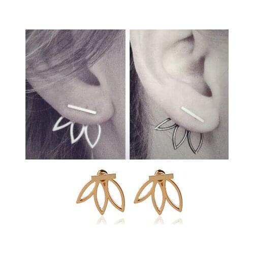 Personalized simple wind Earrings Fashion Trend Street pat hollow lotus womens Earrings